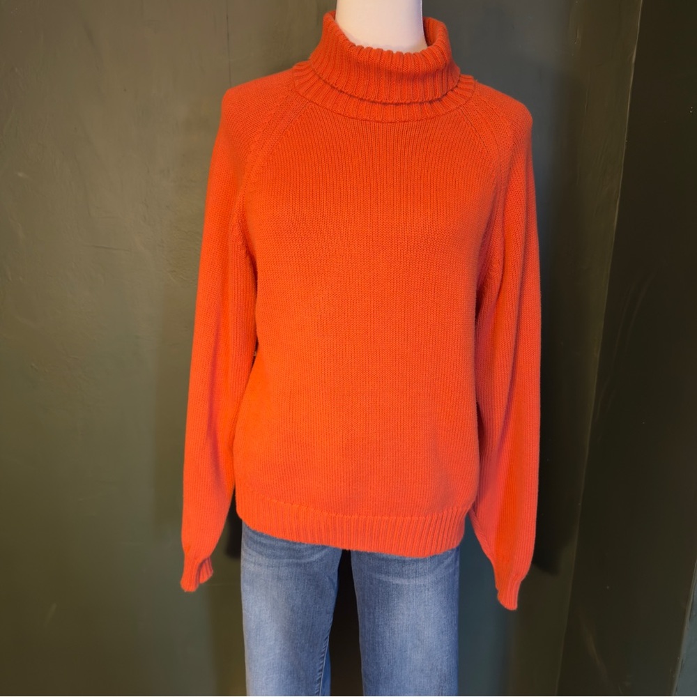 VTG 80s/90s Lands' End Orange Cotton Turtleneck